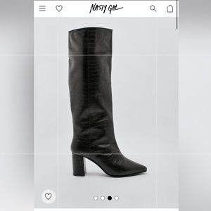 Nasty Gal- Real Leather Pointed Knee High Boots